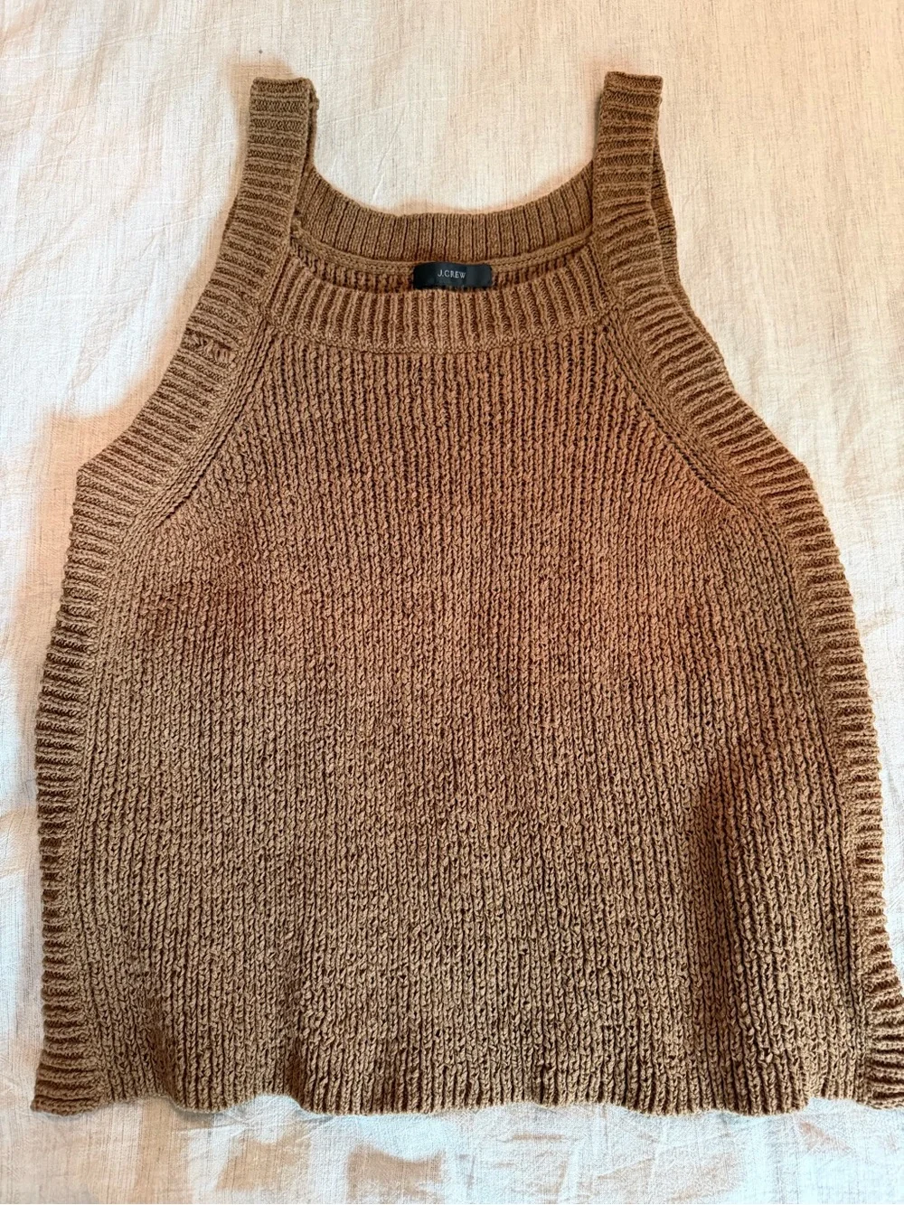 J. Crew Tan Brown Ribbed Scoop-Neck Knit Tank